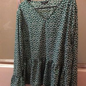 Green daisy peplum blouse